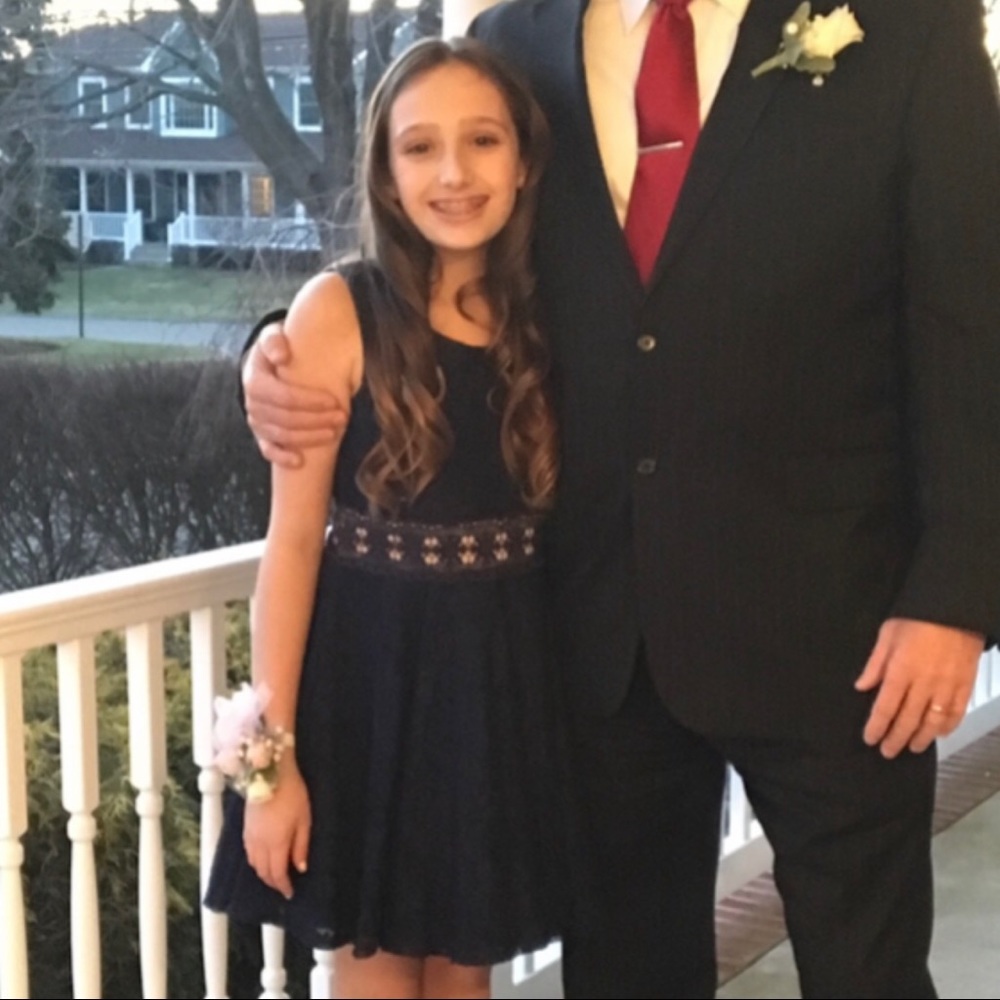 Knitworks formal navy dress